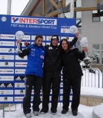von links: Shelley Rudman (2.), Gesamtsiegerin Marion Trott, rechts Katie Uhlaender (3.)
